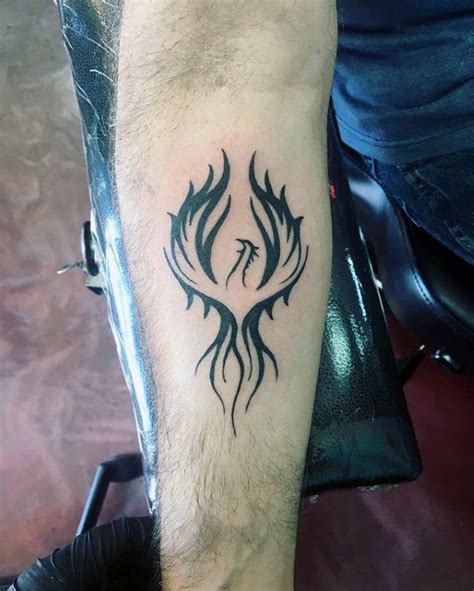 Inner Forearm Black Ink Male Phoenix Tattoo Designs Forearm Tattoos