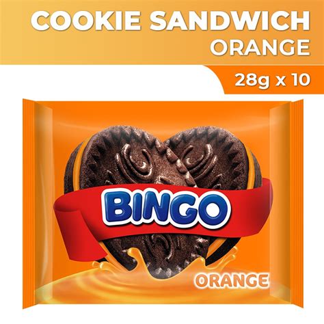Bingo Cookie Sandwich Orange Filled Choco 28g X 10 Shopee Philippines