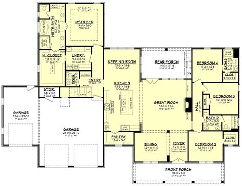 Farmhouse Style House Plan 4 Beds 35 Baths 2763 Sqft Plan 430 205