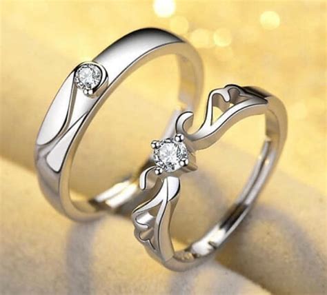 Romantic Couple Rings Silver Couple Bands Wedding Rings Etsy