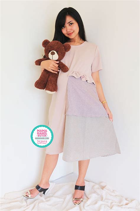 Dress Ibu Hamil Menyusui Korean Style 3 Layer Disya Dress DRO 941