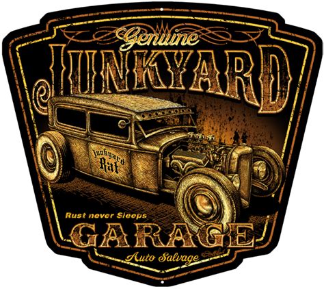 Classic Hot Rod Junkyard Garage Shop Art Sign15x13 Reproduction