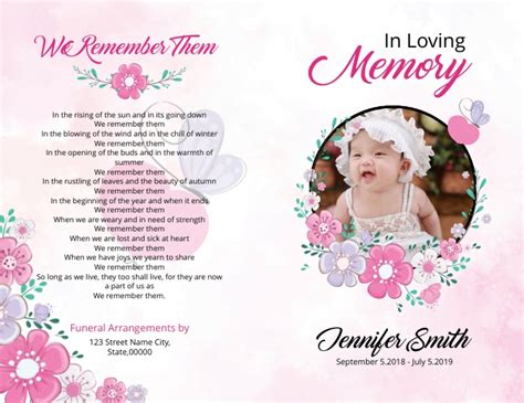 Copy Of Child Funeral Program Template Postermywall
