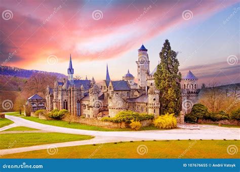 Magical Landscape With Medieval Lion Castle Or Lowenburg In
