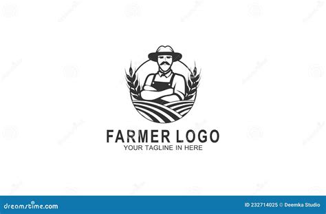 Farm Logo Or Label Agriculture Farmer Logo Stock Vector Illustration