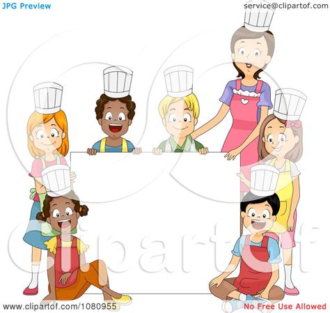 Clipart Home Economics Class And Teacher Around A Blank Sign Royalty