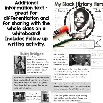 Use the drawing tool draw the something that ruby bridges was remembered for. Ruby Bridges Black History Simple Reading Activity for Kindergarten