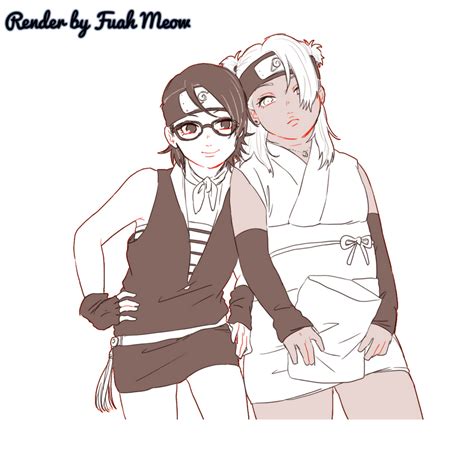 boruto uchiha sarada x akimichi chouchou render by fuahmew on deviantart