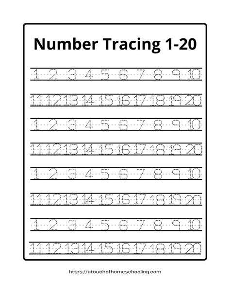 Free Printable Tracing Numbers 1 20 Worksheets Pdf Printable Templates By Nora
