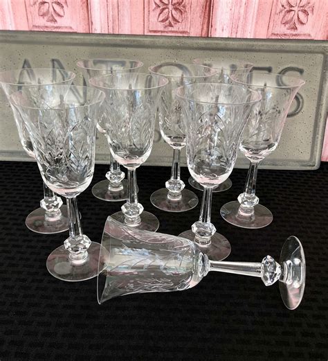 set of 8 heisey crystal courtship goblets 1940s etsy crystal goblets crystal glassware