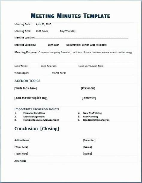 10 Corporate Minutes Template Word Template Monster
