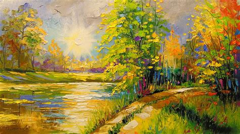 Sunset On The River Painting By Olha Darchuk Fine Art America