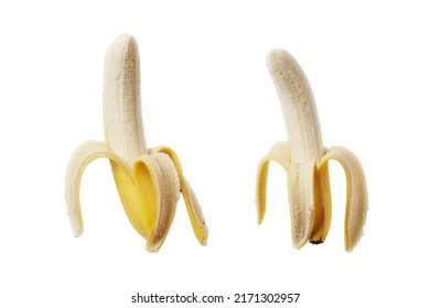 Naked Banana Isolated On White Background Stock Photo