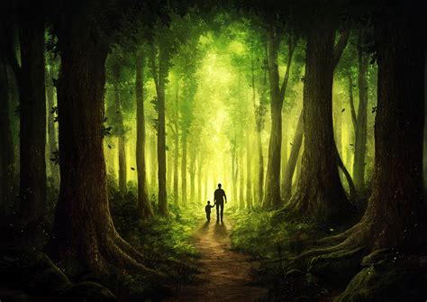 Digital Digital Art Artwork Nature Landscape Forest Trees People