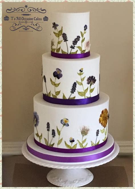 edible pressed flowers wedding cake decorated cake by cakesdecor