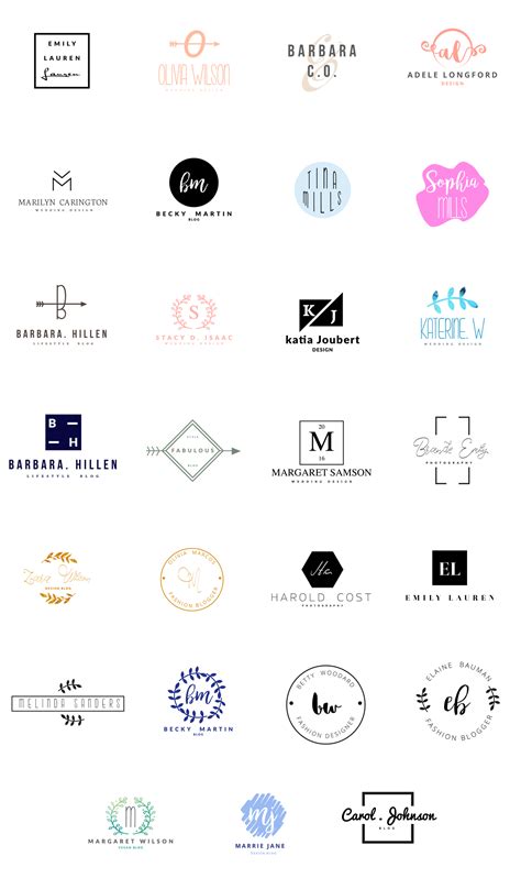 Feminine Logo Templates Over 25 Logo Designs Editable Fonts Artwork