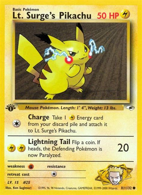 › your surge card log in. Lt. Surge's pikachu (gym heroes set) | Pikachu, Old pokemon cards, Pokemon