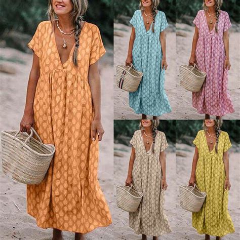 multitrust multitrust womens boho floral fashion baggy tunic dress loose kaftan beach holiday