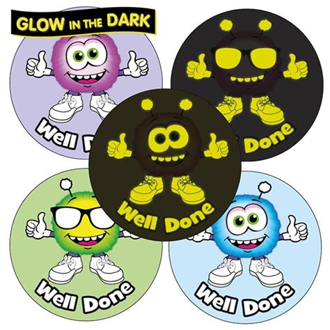 Glow In The Dark Monster Stickers 35 Stickers 37mm