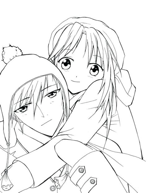 Coloring Couple Page Anime Boy Coloring Pages