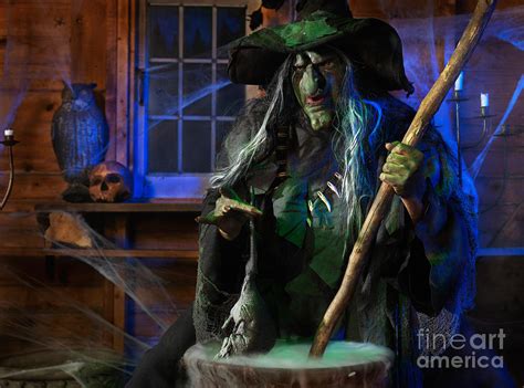 Scary Old Witch With A Cauldron Photograph By Maxim Images