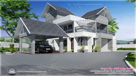Modern Sloping Roof Luxury House Kerala Home Design Floor Plans House