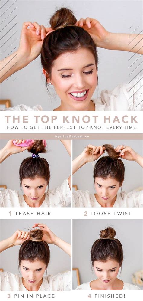3 Easy Top Knot Bun Tutorials You Cant Mess Up By Erin Elizabeth