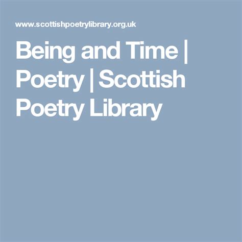 Being And Time Poetry Scottish Poetry Library Scottish Poetry
