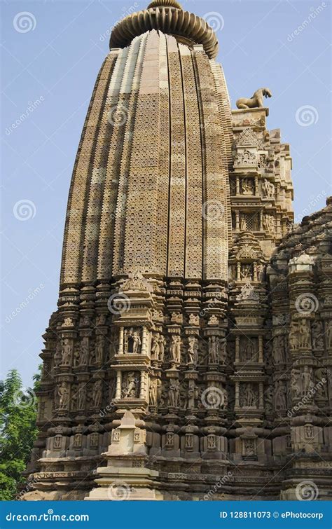 Vamana Temple Shikara Top View Eastern Group Khajuraho Madhya