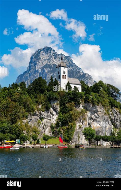 Lake Traun Johannesberg Chapel With Traunsteintraunkirchen