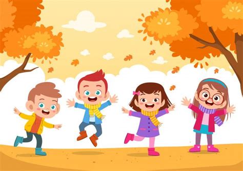 Happy Kids Autumn In 2020 Character Design Cartoon Kids Happy Kids