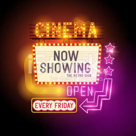 Retro Showtime Sign Theatre Cinema Retro Sign With Glowing Neon