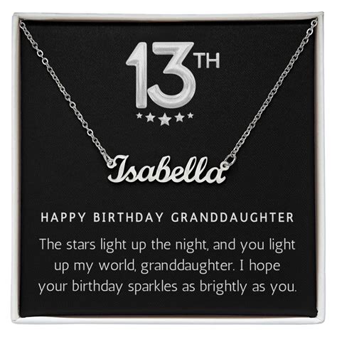 Granddaughter 13th Birthday T Personalized Name Necklace 13th Birthday Girl Thirteenth