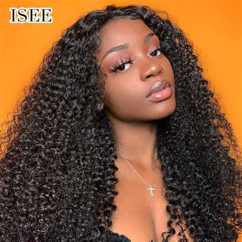Isee Hair Kinky Curly Lace Front Wigpre Plucked Natural