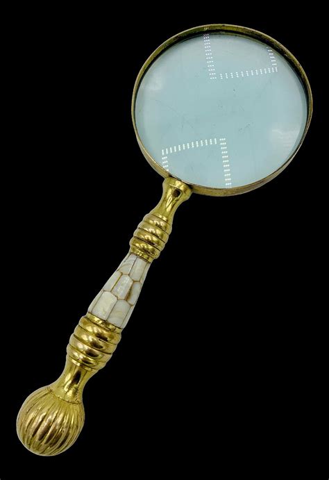 Vintage Brass Magnifying Glass With Mother Of Pearl Inlay Etsy