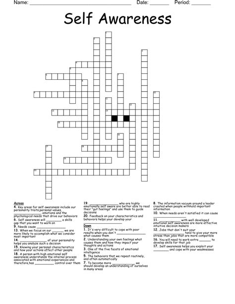 Self Care And Coping Skills Crossword Wordmint