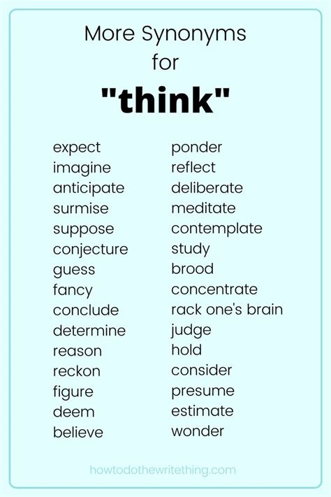 More Synonyms For Think Writing Tips Writing Tips Book Writing