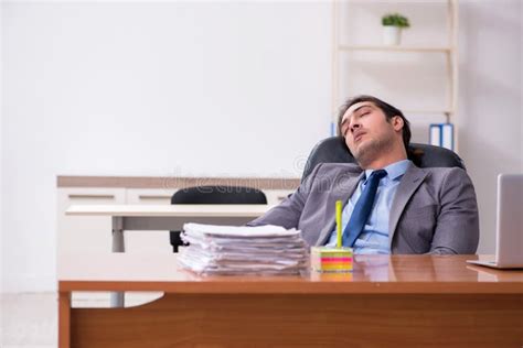 Young Male Employee Sleeping In The Office Stock Image Image Of