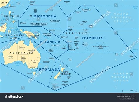 Subregions Of Oceania Political Map Geoscheme Royalty Free Stock