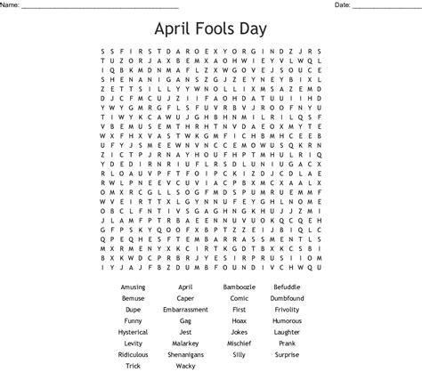 April Fools Day Word Search Wordmint