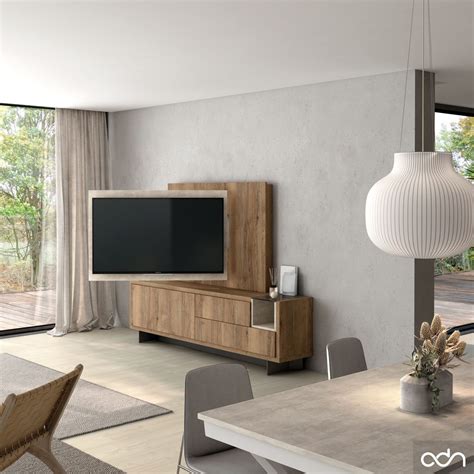 Mueble Tv Con Panel Giratorio A 90º En Ambos Lados Y Luz Led