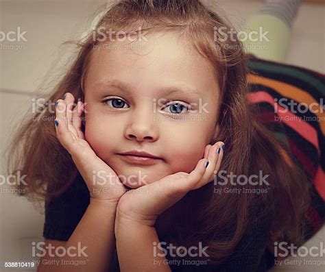 Cute Kid Girl With Long Hair Looking Stock Photo Download Image Now