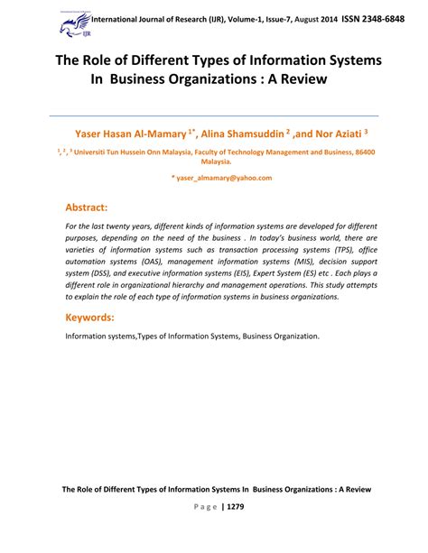 The objective of this kind of system is to capture all transaction related data between the organization and its external and internal customers. (PDF) The Role of Different Types of Information Systems ...