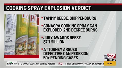 Cooking Spray Burn Victim Awarded 71 Million After Can ‘exploded Into
