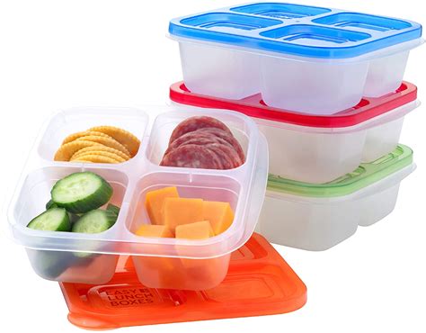 Easylunchboxes Bento Snack Boxes Reusable 4 Compartment Food