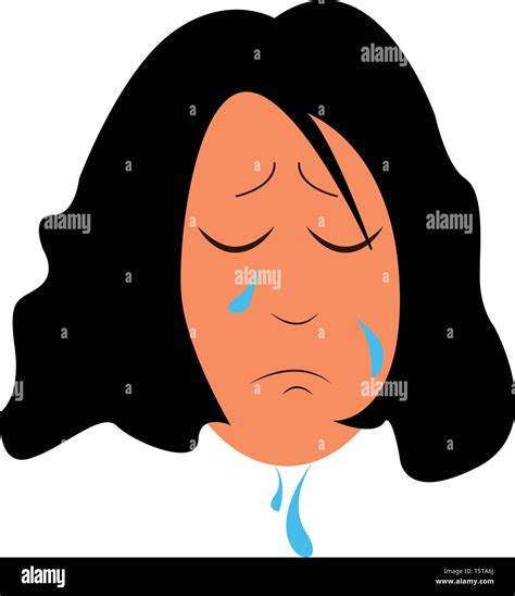a drawing of a girl who is sad and has tears falling down her face implying that she is crying