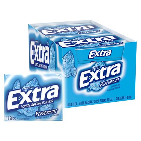 Extra Gum Peppermint Chewing Gum 15 Pieces Pack Of 10