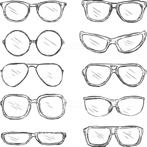 Vector Set Of Sketch Eyeglass Frames In 2020 Drawing Sunglasses