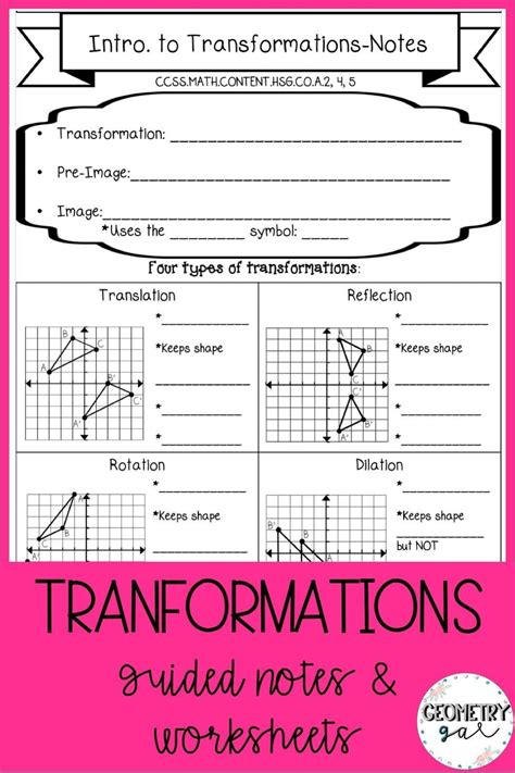 Basics Of Transformations Worksheets