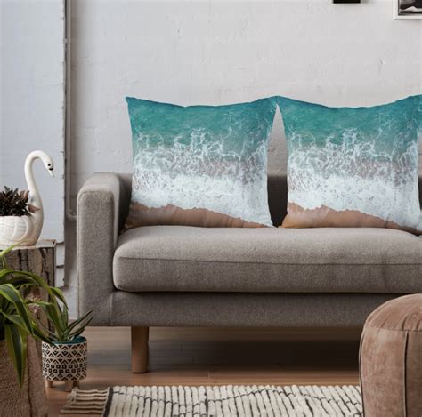 beach by the ocean throw pillow cover coastal tropical etsy